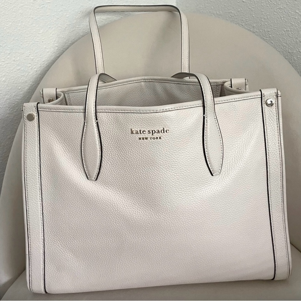 Kate Spade Pebbled Leather Tote Purse in Ivory EUC